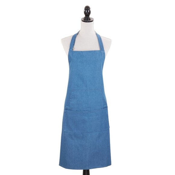 Adjustable Blue Denim Apron w Pockets & Back Tie Durable Functional Kitchen Apro - Picture 5 of 6